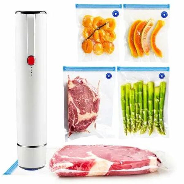 Portable Handheld Food Vacuum Sealer with 10pcs Reusable Vacuum Bags,Food Preservation Fresh & Save, Mini Vacuum Sealer Machine