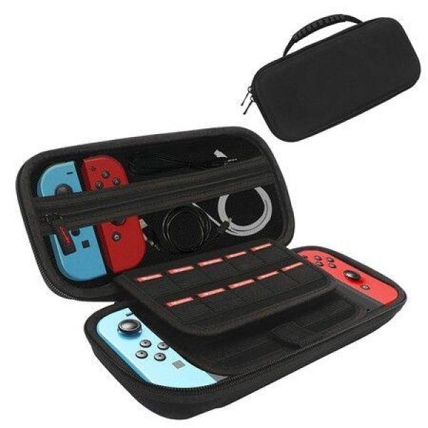 Portable Hard Travel Case With 20 Game Card Slots Zipper Pocket For Nintendo Switch Console And Accessories (1 Pack)