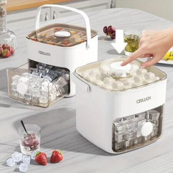 Portable Large Capacity Ice Maker with ABS Storage Tray For Fridge Kitchen Perfect for Parties,Outdoor Events Color White