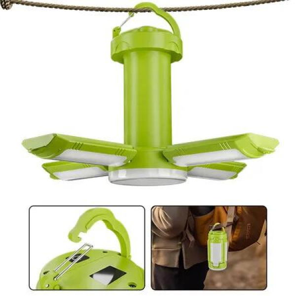 Portable LED Camping Lantern Rechargeable for Emergency Tent Light Phone Charger 4 Light Modes for Outdoor Hiking Green