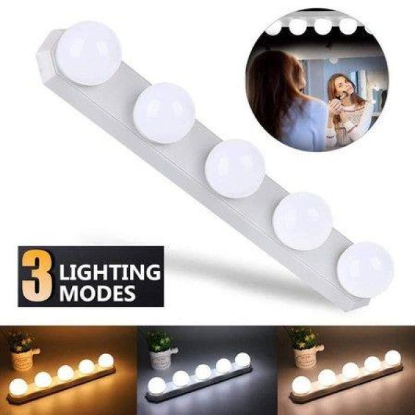 Portable Led Vanity Lights With 5 Dimmable Light Bulbs