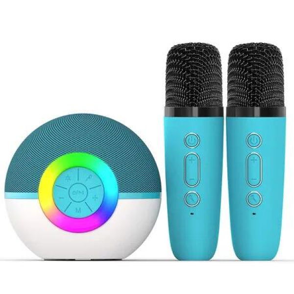 Portable Mini Karaoke Machine for Kids, Bluetooth Speaker with Wireless Microphone,MP3 Player,Perfect for Birthday and Family Parties(2 Mic)