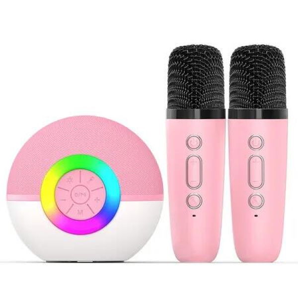 Portable Mini Karaoke Machine for Kids, Bluetooth Speaker with Wireless Microphone,MP3 Player,Perfect for Birthday and Family Parties(2 Mic)