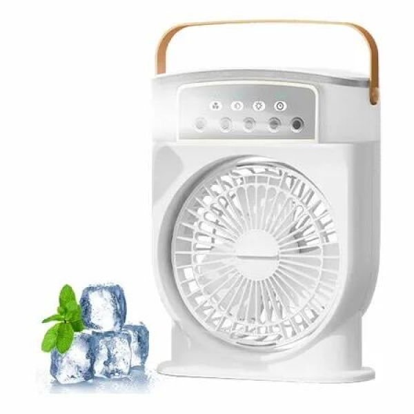Portable Misting Fan 3 Speed Desktop Mini Air Conditioner Rechargeable Water Cooling Fan with 600mL Water Tank,Cooling for Home,Office,Kitchen-White
