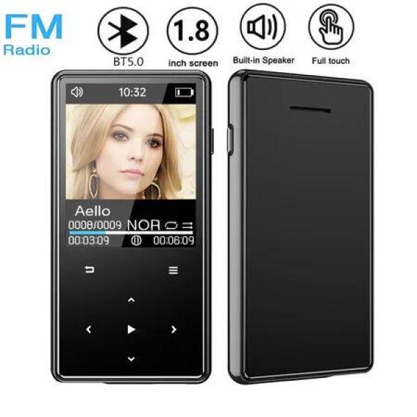 Portable MP3 Player with Bluetooth 1.8 inch LCD Touch Screen Built in 32GB HiFi Sound Recorder Supports Video Playbak with FM E-book