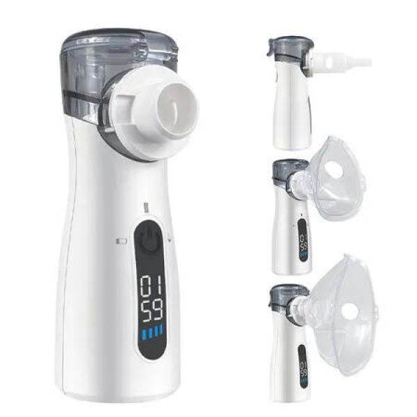 Portable Nebulizer Rechargeable with Auto Cleaning LED Power Display 3 Modes Handheld Nebulizer for Home Travel Office