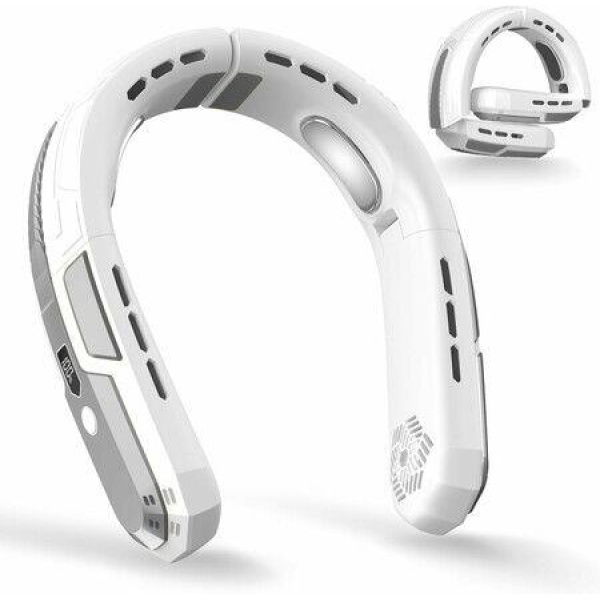 Portable Neck Fan Rechargeable 360 Degree Cooling Personal Fan 3 Speeds Foldable Quiet Wearable Fan for Travel Outdoor Indoor (Grey)