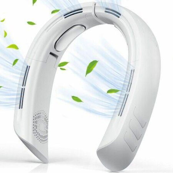 Portable Neck Fan Rechargeable 360 Degree Cooling Personal Fan 3 Speeds Foldable Quiet Wearable Fan for Travel Outdoor Indoor (White)