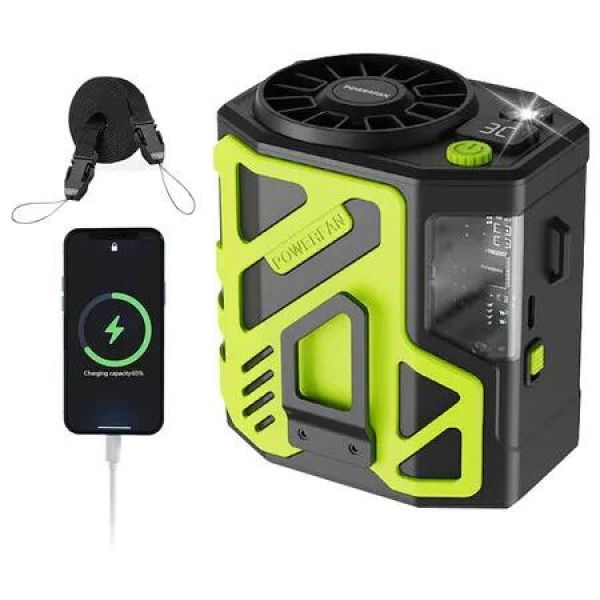 Portable Personal Fan Rechargeable 6000mAh, Body Fans with 100 Speeds Faster Cooling, Clip on Fans 24H Hands-Free Keeping Cool (Green)