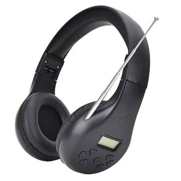 Portable Personal FM Radio Headphones with Best Reception, Wireless Headset FM Radio Ear Muffs for Walking, Jogging, Black