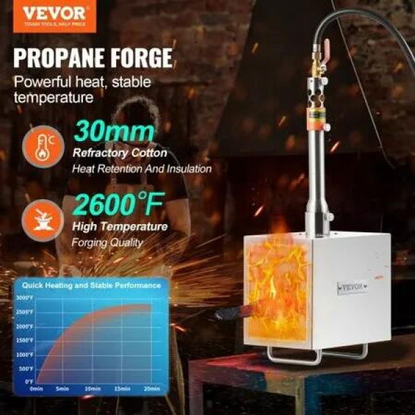 Portable Propane Forge 1 Burner Farrier Forge 1427éˆ©?Knife Metal Square