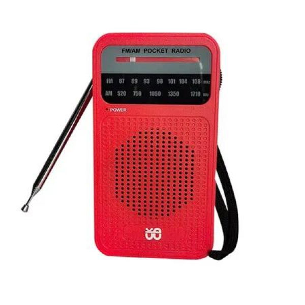 Portable Radio AM FM with Long Range Reception, Mini Pocket Radio with Battery Operated, Loud Speaker, Suitable for Indoor Outdoor (Red)