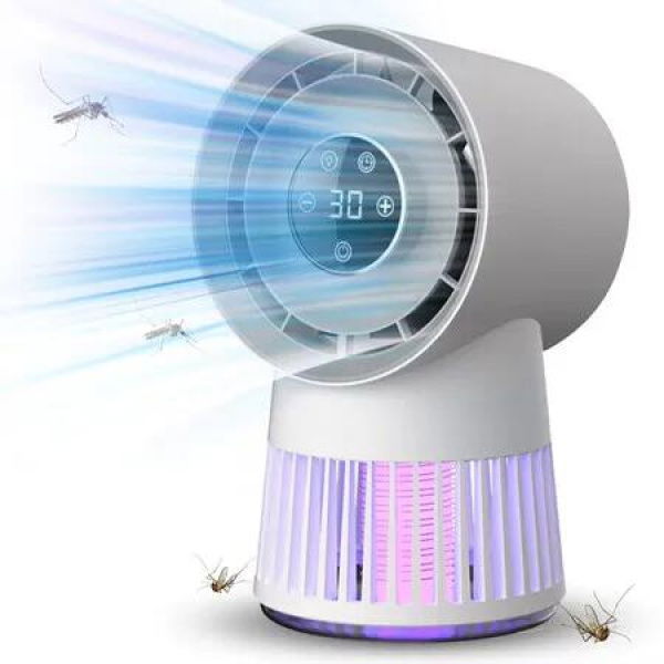 Portable Rechargeable Bug Zapper Desk Fan Bladeless 20 Gears Mosquito Zapper 2 in 1 For Patio Backyard Bedroom
