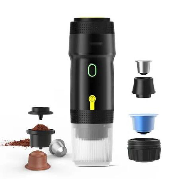 Portable Rechargeable Electric Espresso Machine Car Coffee Maker Self-Heating,Cold & Hot Dual Extraction for Travel,Camping -Black