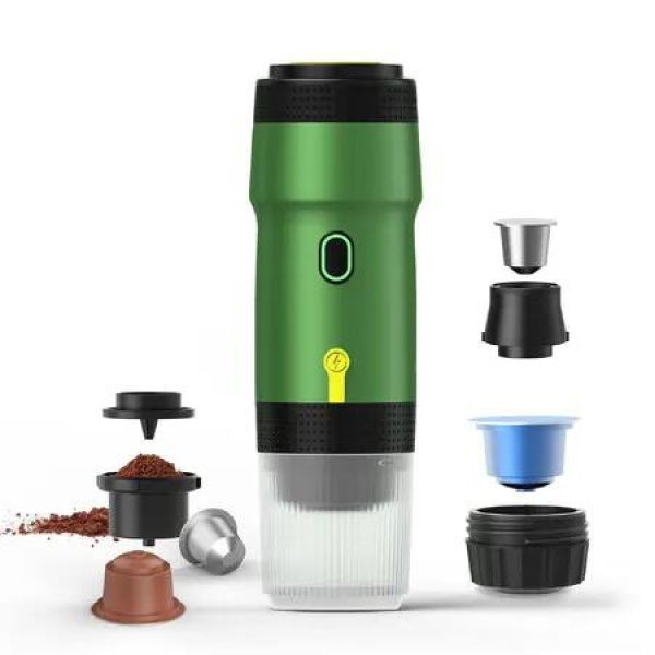Portable Rechargeable Electric Espresso Machine Car Coffee Maker Self-Heating,Cold & Hot Dual Extraction for Travel,Camping -Green