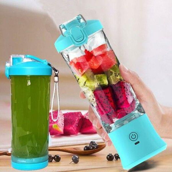 Portable Smoothies Blender,USB Juice Cup,Shakes Blender,Baby Food Mixing Machince with 6 Blades Rechargeable Battery,for Home,Travel,Office(Blue)