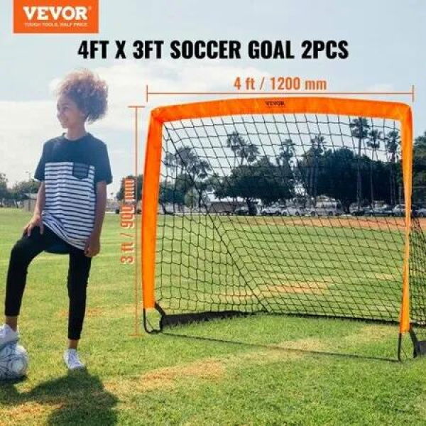 Portable Soccer Goal 1.2x0.9M Kids Backyard Soccer Net Foldable Pop Up Practice Soccer Net Mini Youth Training Soccer Goal Set All-Weather Indoor Outdoor