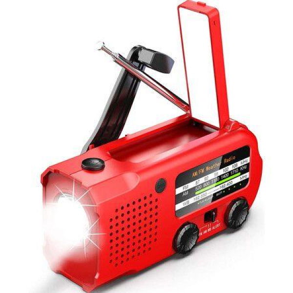 Portable Solar Crank NOAA AM/FM Radio With 5000mAh USB Phone Charger SOS Alarm Flashlight Reading Light For Camping Hiking.