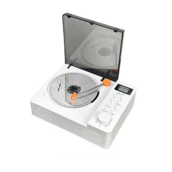 Portable Stereo Bluetooth CD Player with MP3 Playback, FM Radio, USB, and Built in Rechargeable Battery, White