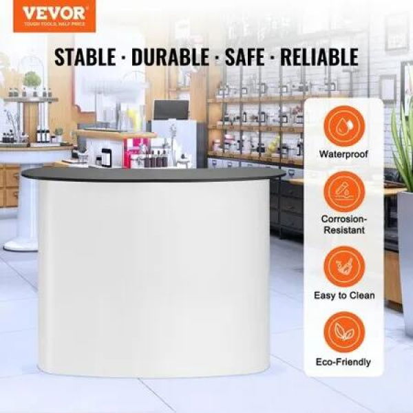 Portable Tradeshow Podium Table 1300 x 465 x 950 mm Display Exhibition Counter Stand Booth Fair with Wall Foldable Promotion Retail Bar Table Pop Up Podium