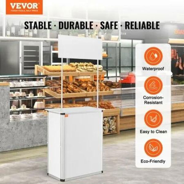 Portable Tradeshow Podium Table 785 x 380 x 1815 mm Display Exhibition Counter Stand Booth Fair with Wall Foldable Promotion Retail Bar Table Pop Up Podium