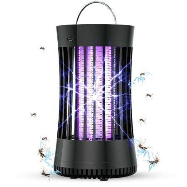 Portable USB Electronic Rechargeable Mosquito Fly Killer Lamp/Bug Zapper For Summer Trip Outdoor Camping Patio Home (Black)