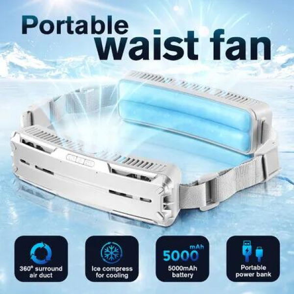 Portable Waist Cooling Fan Personal Wearable Ice Belt Clip Shirt Cooler 3 Speeds USB Powered Rechargeable Battery Air Conditioner for Work Travel