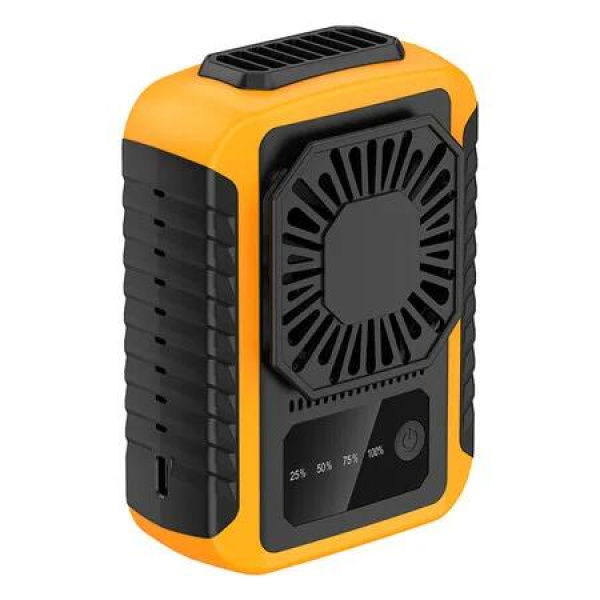 Portable Waist Fan 6000mAh with 3 Speeds, Shirt Fan Clip with 12000RPM Strong Airflow, Belt Fan Clip On Waist Cooling Fan for Outdoors, Orange