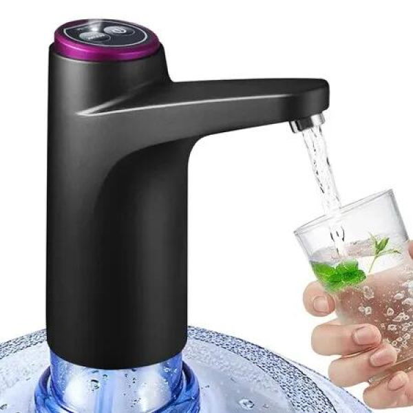 Portable Water Bottle Pump Dispenser for Universal 3,4,5 Gallon Bottles with USB Charging and Auto Shut-Off (Black)