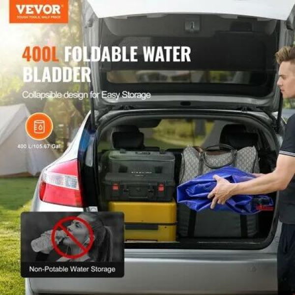 Portable Water Storage Bladder 105.7 Gal 1000D PVC Collapsible Water Tank