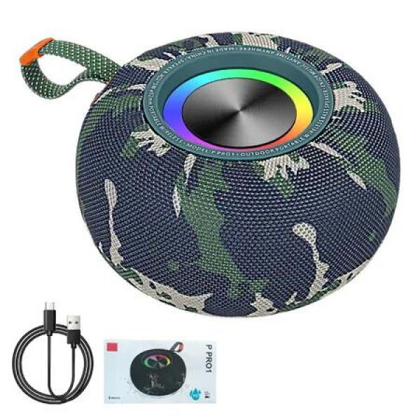 Portable Wireless Bluetooth Speakers, IPX6 Waterproof Small Shower Speaker, Loud Stereo Sound with Carry Lanyard for Outdoor (Camouflage)