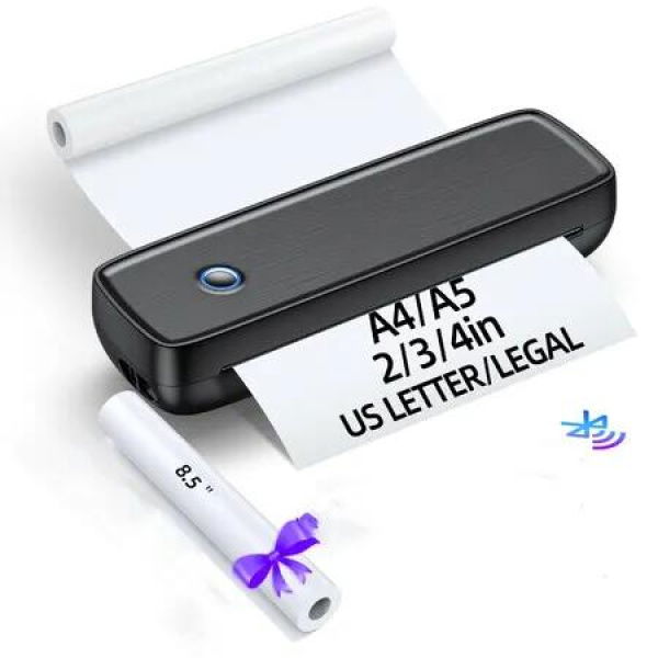 Portable Wireless Bluetooth Thermal Printer 8.5x11 A4 A5 Inkless Printer for iOS Android Laptop Office Home Travel