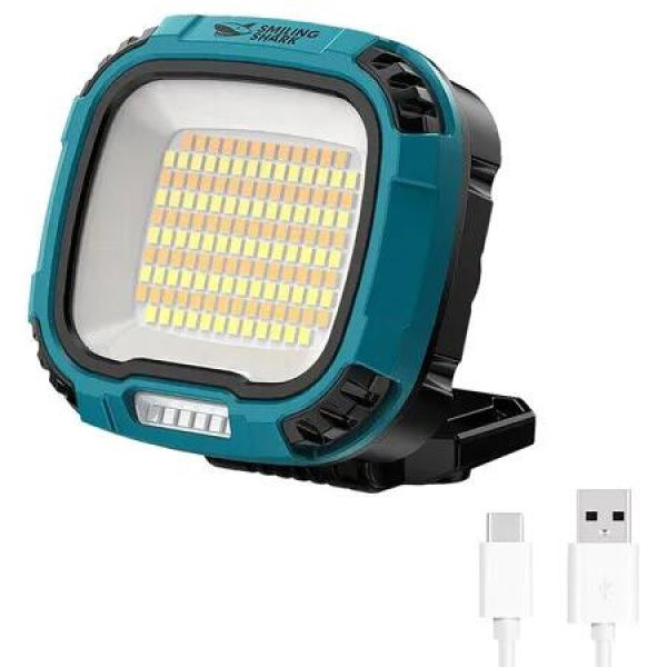 Portable Work Light Rechargeable with 4000 Lumen Waterproof, USB Rechargeable with Red SOS for Car Repair, Camping, Emergency (Blue)