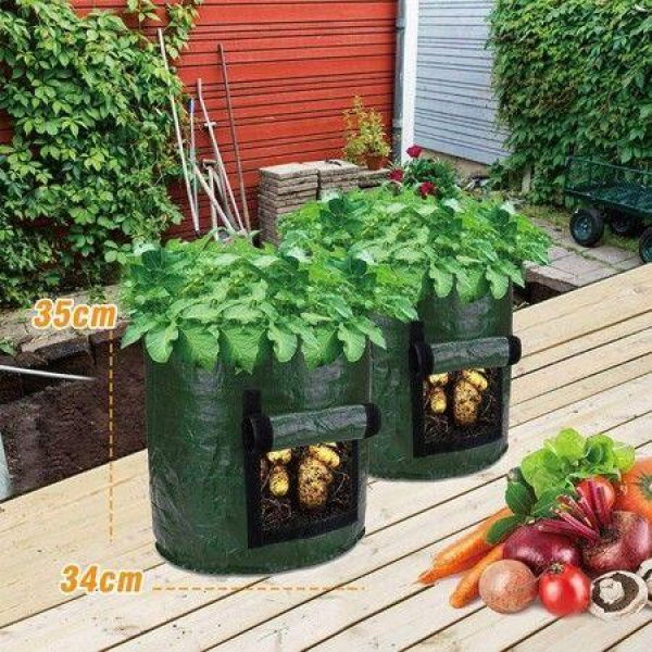 Potato Grow Bags Plant Grow Bags 7 Gallon Heavy Duty Thickened Growing Bags 2 Pack