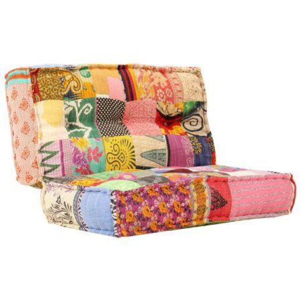 Pouffe 100x100x20 Cm Patchwork Fabric