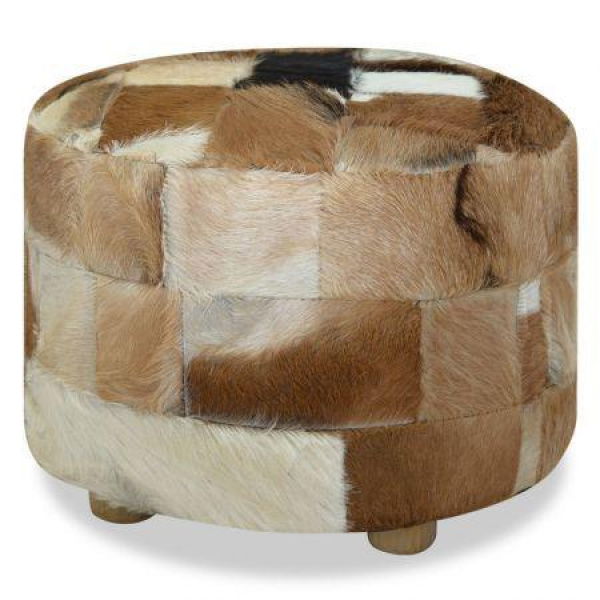 Pouffe Genuine Leather Round 50x50x45 Cm