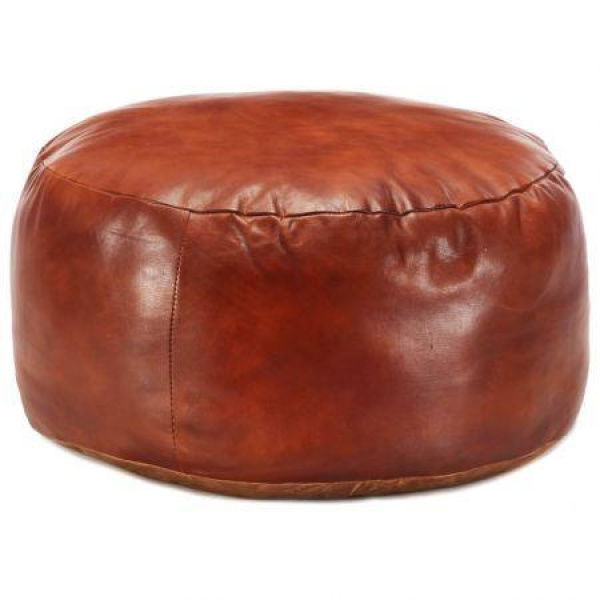 Pouffe Tan 60x30 Cm Genuine Goat Leather