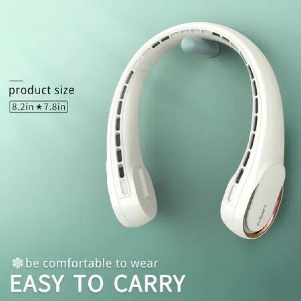 Powerful Neck Fan with strong Wind and Long-Lasting 5200mAh Battery in Stylish White