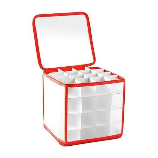 PP Christmas Ornament Storage Box with Zippered Closure hold up to 64 Christmas Balls Holiday Ornaments Storage Cube Organizer with Dividers.