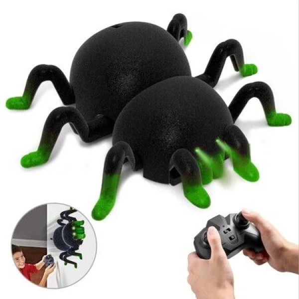 Prank Simulation Spider Wall Climbing Stunt Car RC Toy Remote Control Christmas Halloween Funk Gifts For Adults And Kids (Black Green)