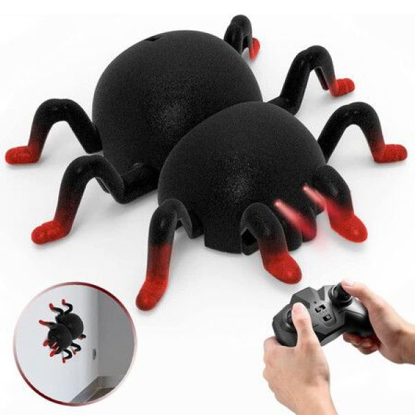 Prank Simulation Spider Wall Climbing Stunt Car RC Toy Remote Control Christmas Halloween Funk Gifts For Adults And Kids (Black Red)