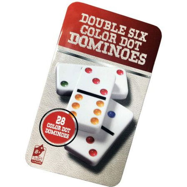 Premium Classic 28 Piece Dominoes Set - 6 Color Double Dominoes Set Up To 2-4 Players