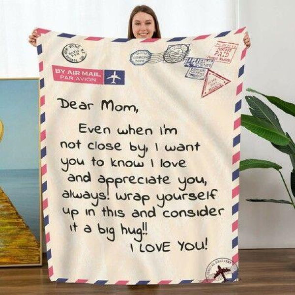 Premium Dear Mom Blanket Presents For Mothers Day Soft Cozy Flannel Throw Blanket Moms Blanket Gift - 150*200 CM.