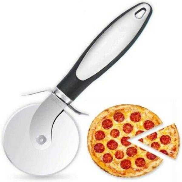 Premium Pizza Cutter - Stainless Steel Pizza Cutter Wheel - Easy To Cut And Clean - Super Sharp Pizza Slicer - Dishwasher Safe - Handles Large And Small Pizza - Corte De Pizza (Black)
