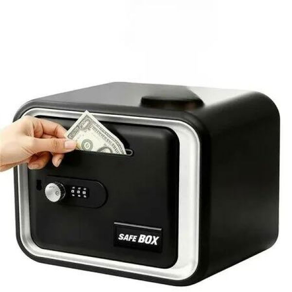Pretend Play Simulation Piggy Bank Password Money Safe Secure Password Coin Bank Kids Chirstmas Holiday Gift COL Black