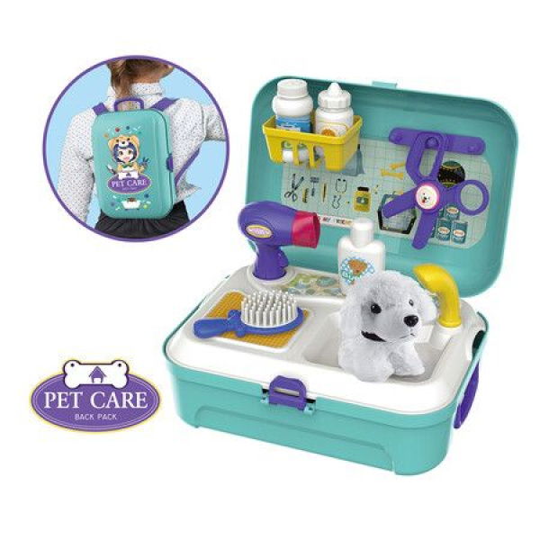 Pretend ToysPet Grooming Set Kids Medical Kit 16 Pieces For Girls And Boys Age 3-7