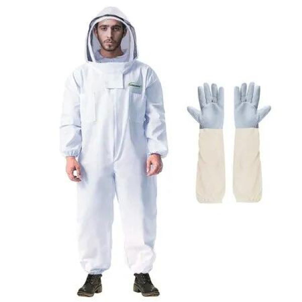 Professional Bee Suit,Beekeeping Suit Beekeeper Suit with Glove & Ventilated Hood,Multi-Size Bee Outfit for Backyard and Bee Keeper (Size:XL)