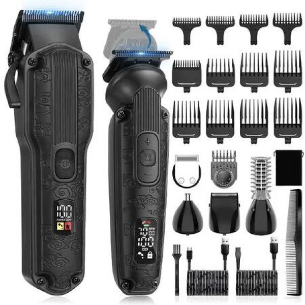 Professional Hair Clipper for Men Hair Cutting Kit,Beard Trimmer Hair Trimmer Shaver Cordless Barber Clippers and Trimmers Set Black