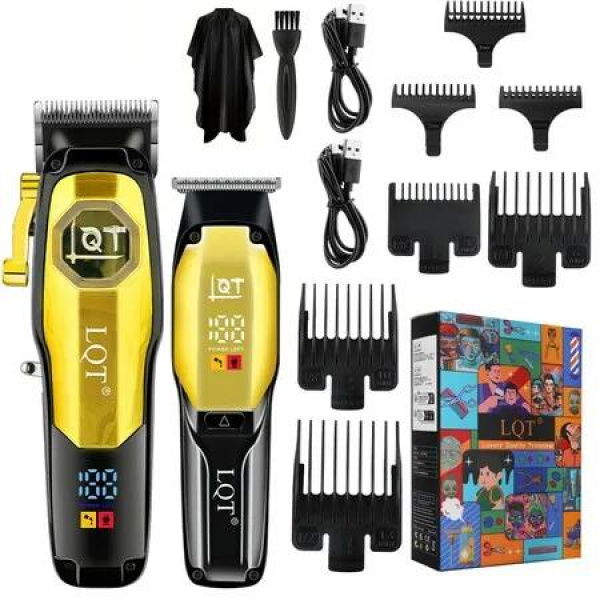 Professional Hair Clippers for Man,Electric T-Blade Hair Trimmer 2 in 1 Cordless Barber Trimmer Bald LED Display Gifts