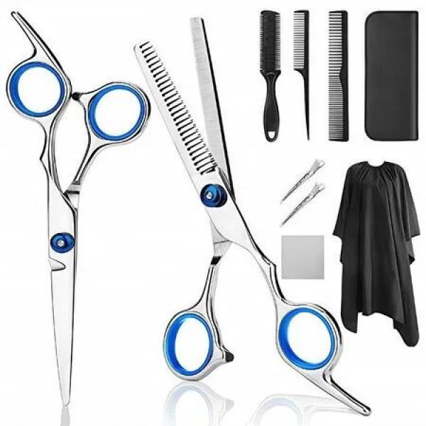 Professional Hair Cutting Scissors,10 PCS Barber Thinning Scissors Hairdressing Shears Hair Cutting Shear with Cape Clips Comb for Barber Salon Home